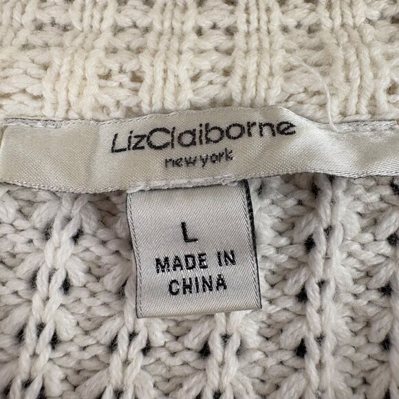 Liz Claiborne Womens Cream Knit Cardigan Sweater size Large Cotton Blend Soft - Picture 2 of 6